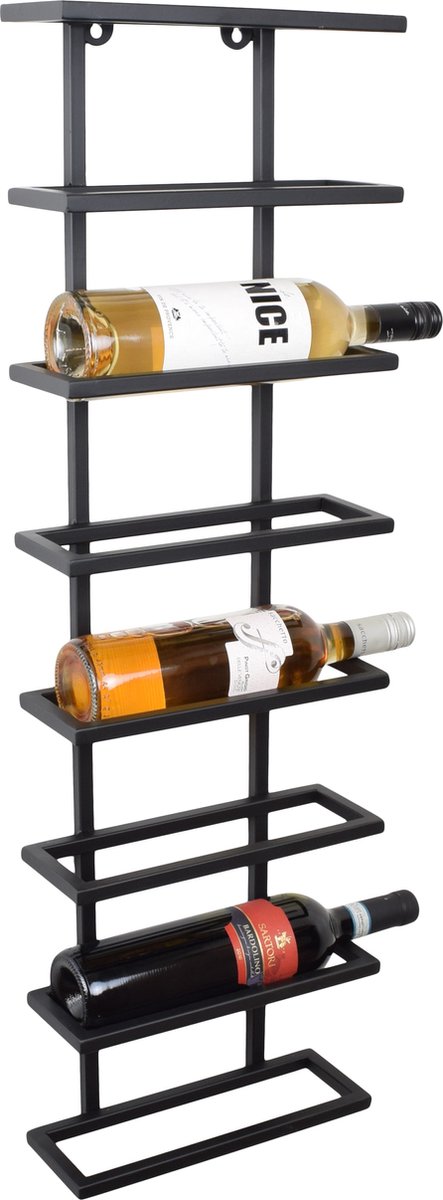 LOFT42 Pinot Wandwijnrek - 8 flessen - Metaal - Zwart - 87x27x11