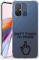 Smartphonehoesje Xiaomi Redmi 12C Telefoon Hoesje met doorzichtige rand Finger Don't Touch My Phone