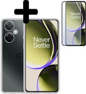 Hoesje Geschikt voor OnePlus Nord CE 3 Lite Hoesje Siliconen Case Met Screenprotector - Hoes Geschikt voor OnePlus Nord CE 3 Lite Hoes Siliconen - Transparant