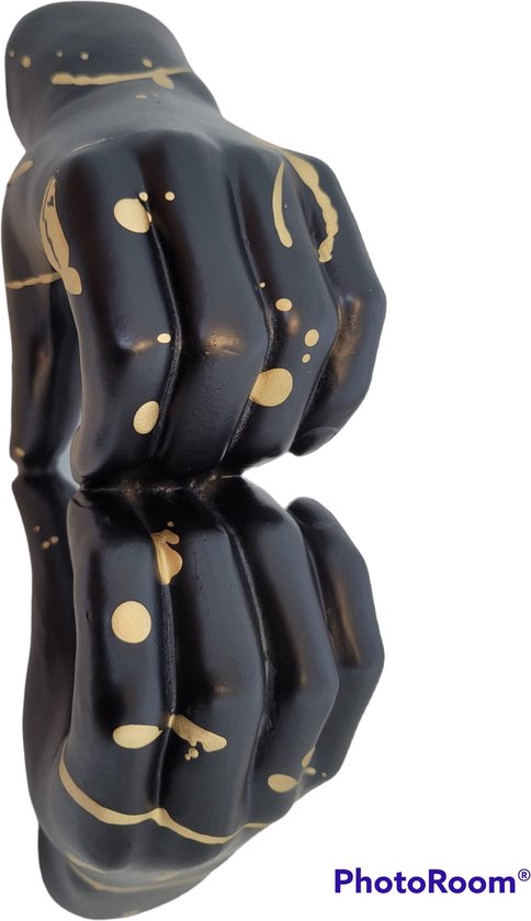 Artisanat de Gilde - Hands de signe d'amour - Sculpture d'image en or Zwart - Coeur de mains d'amour en polyrésine