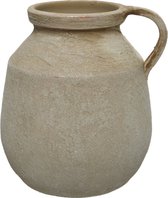 Vase Decoris modèle cruche/bouteille - terre cuite - blanc crème - D22 x H25 cm - vintage