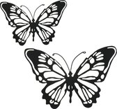 Tuin wanddecoratie vlinder - metaal - zwart - 37 x 24 cm