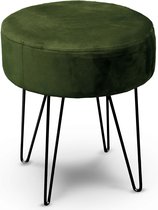 Unique Living Kruk Davy - velvet - groen - metaal/stof - D35 x H40 cm
