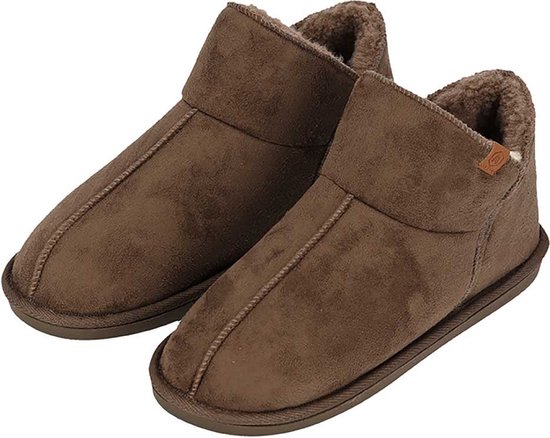 Apollo - Home Boots Dames - Suede - Taupe - Maat 37/38 - Sloffen dames