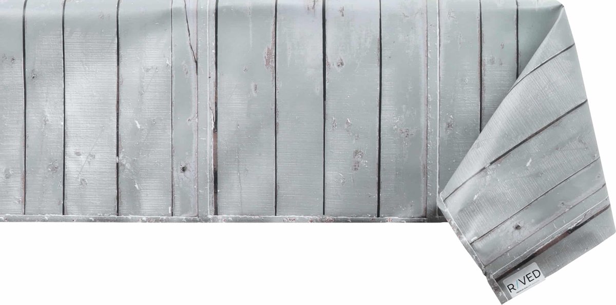 Raved Tafelzeil – 140 cm x 320 cm – Hout Celadon – PVC – Afwasbaar