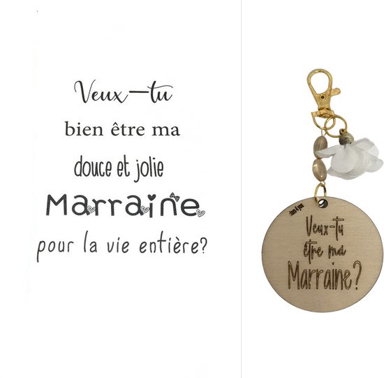 Porte-Clés 'Marraine' - Cadeau Original Pour Demande De Marraine, Noël, Anniversaire - Alliage Argenté, Gravure Personnalisée