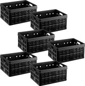 Sunware - Caisse pliante carrée 32L noir - Set de 6