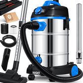 MASKO Bouwstofzuiger nat en droog 1800W - Alleszuiger 30 L met stopcontact en blaasfunctie - Blauw