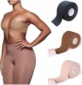 Boob tape - Boobtape met herbruikbare nipple covers - Plak bh - Strapless - Fashion tape - Tepelcovers - Beige