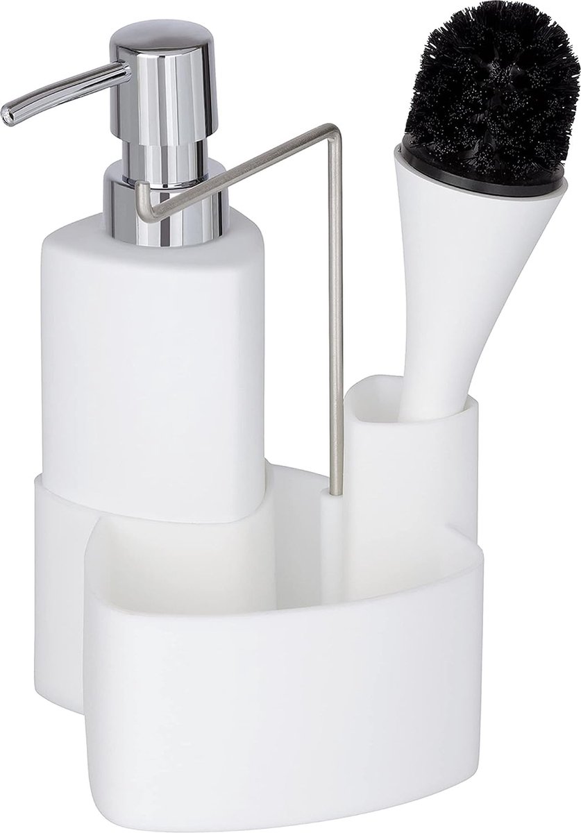 Goedkoopste Empire 3620121100 Afwasset met afwasmiddeldispenser, afwasborstel, vaatdoekhouder, inhoud 0,25 liter, soft-touch keramiek, 11 x 19 x 12,5 cm