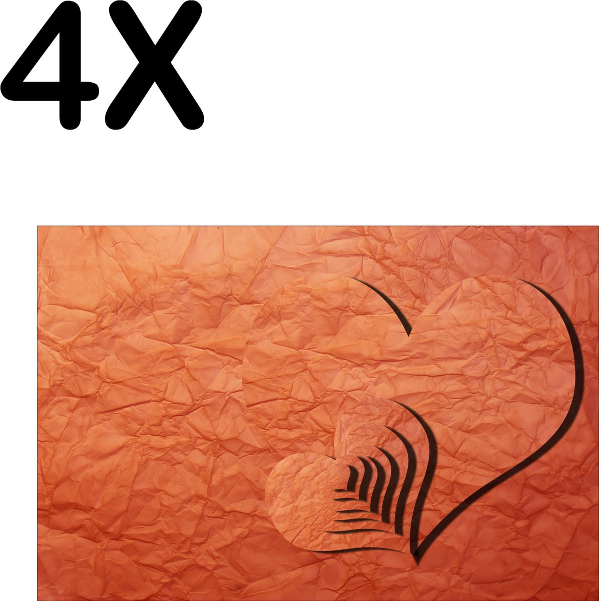 BWK Textiele Placemat - Hartjes van Schaduw - Set van 4 Placemats - 45x30 cm - Polyester Stof - Afneembaar