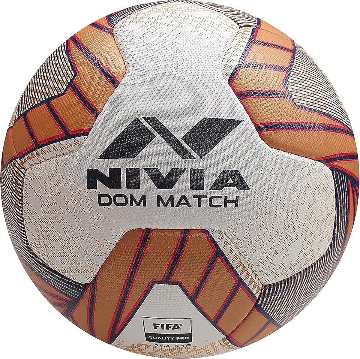 Nivia DOM FIFA Quality Pro Football (Golden, Size-5) | Material: PU | Soccer Match Ball for Professionals | All Surface | Machine Stitched | Ideal for Match