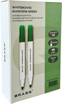 BRASQ Whiteboard marker - Whiteboard Stiften - Whiteboard Marker - 10 Stuks - Verschillende Kleuren - Stiften Kinderen - Stiften voor Volwassenen - marker rond 5mm Groen