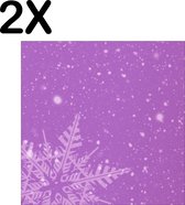 BWK Textiele Placemat - Paarse Winter Achtergrond - Kerst Sfeer - Set van 2 Placemats - 40x40 cm - Polyester Stof - Afneembaar