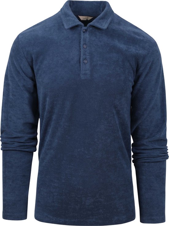 Dstrezzed - Polo Badstof Isak Blauw - Regular-fit - Heren Poloshirt Maat XL