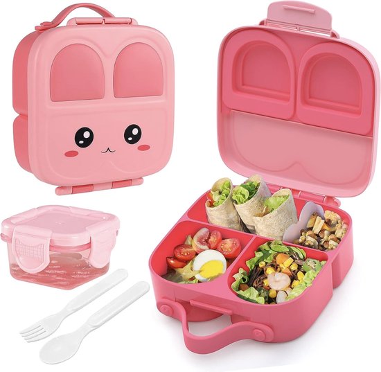Lunch Box Enfant 4 Compartiments - Rose - Lunch Box Enfants