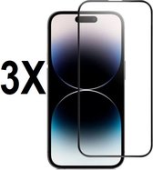 Screenz® - Screenprotector geschikt voor iPhone 15 Pro Max - Beschermglas - Screen protector geschikt voor iPhone 15 Pro Max - Full cover glasplaatje - 3 stuks