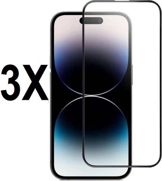 Screenz® - Screenprotector geschikt voor iPhone 15 Pro- Beschermglas - Screen protector geschikt voor iPhone 15 Pro - Full cover glasplaatje - 3 stuks