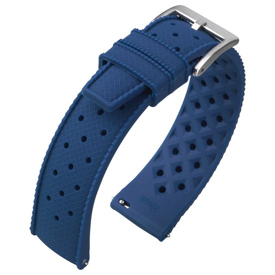 Tropic Style Basket Weave Horlogebandje Silicone Rubber Blauw 22mm
