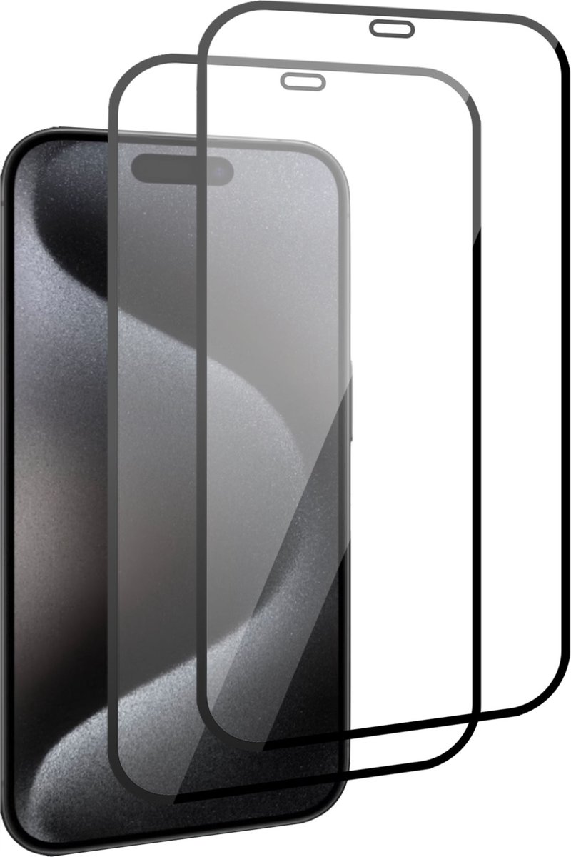 2x Geschikt voor iPhone 15 Screenprotector - Gehard Glas - Full GuardCover
