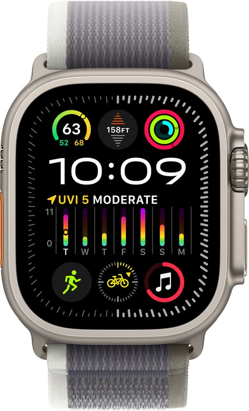 Apple Watch Ultra 2 - GPS + Cellular - 49 mm - Boîtier en Titane avec Loop Trail Vert/Gris - S/ M
