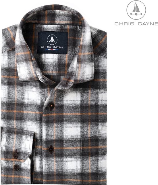 Chris Cayne heren blouse - overhemd heren - lange mouwen - 1008 - borstzak - zwart/wit ruit