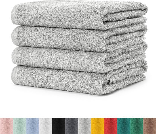 NatureMark Badstof handdoeken, set van 8, 50 x 100 cm, zwart, 100% katoen