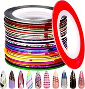 Royala NailArt02 - Nail Striping tape - Diverse kleuren - 20 meter p/rol - 32 rollen - Nailart