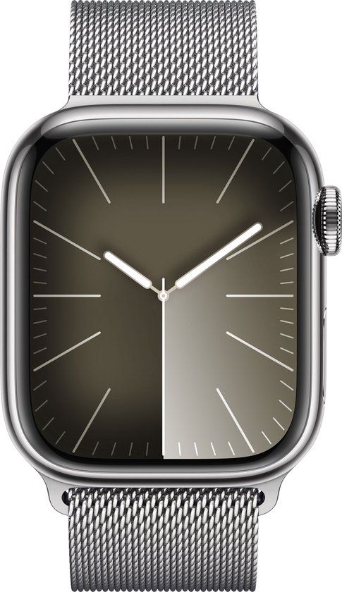 Apple Watch Series 9 - GPS + Cellular - 41 mm - Boîtier en acier inoxydable argenté avec Loop milanaise argentée