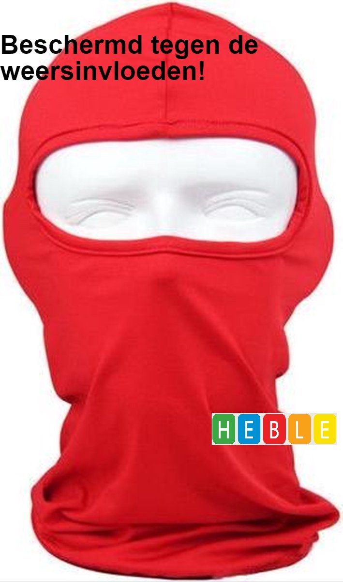 Rode Bivakmuts voor Snowboarden Skiën Wielrennen Schaatsen Volwassenen Met Nekwarmer van Heble® Rood