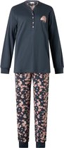 Lunatex dames pyjama interlock | MAAT XL | Herfst bloem uni | marine