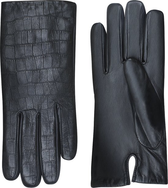 Laimböck Leren handschoenen dames met croco print model Lianes Color:  Black, Size: 7 | bol.com