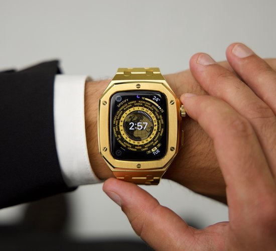 SOMAN Serafino Luxe Apple Watch Case / Stalen Bandje Goud 45MM