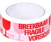 1 x Waarschuwingstape - Breekbaar -Fragile - 50 mm x 66 meter / Verpakkingstape