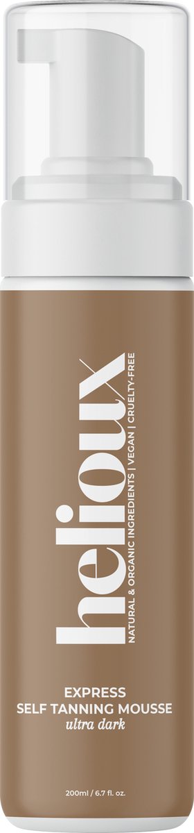 Helioux® Self Tanning Mousse Express Ultra Dark (1-3 hours) - Zelfbruiner Mousse voor Lichaam & Gezicht Extra Donker - Instant Tan - Vegan & Dierproefvrij - Natuurlijke Ingrediënten