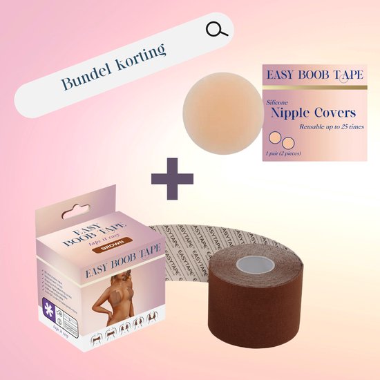 Easy Boob Tape + Cache-tétons en silicone | Marron | boob tape - fashion tape - couvre-tétons