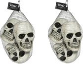 Horreur/Halloween crânes/crânes - 6x - blanc/noir - 10 cm - plastique