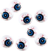 Halloween oogballen - 12x - wit/blauw - 3 cm - kunststof