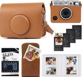 Complete Accessoires Set geschikt voor Fujifilm Instax Mini EVO - Camera Tas - Fotolijsten - Screen Protector Glas - Fotoalbum en meer - Bruin