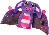 Suki Gifts Pluche knuffeldier vleermuis - paars/roze - 17 cm - speelgoed