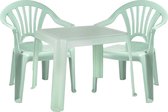 Forte Plastics Kinderstoelen 4x met tafeltje set - buiten/binnen - mintgroen - kunststof - tuin meubels