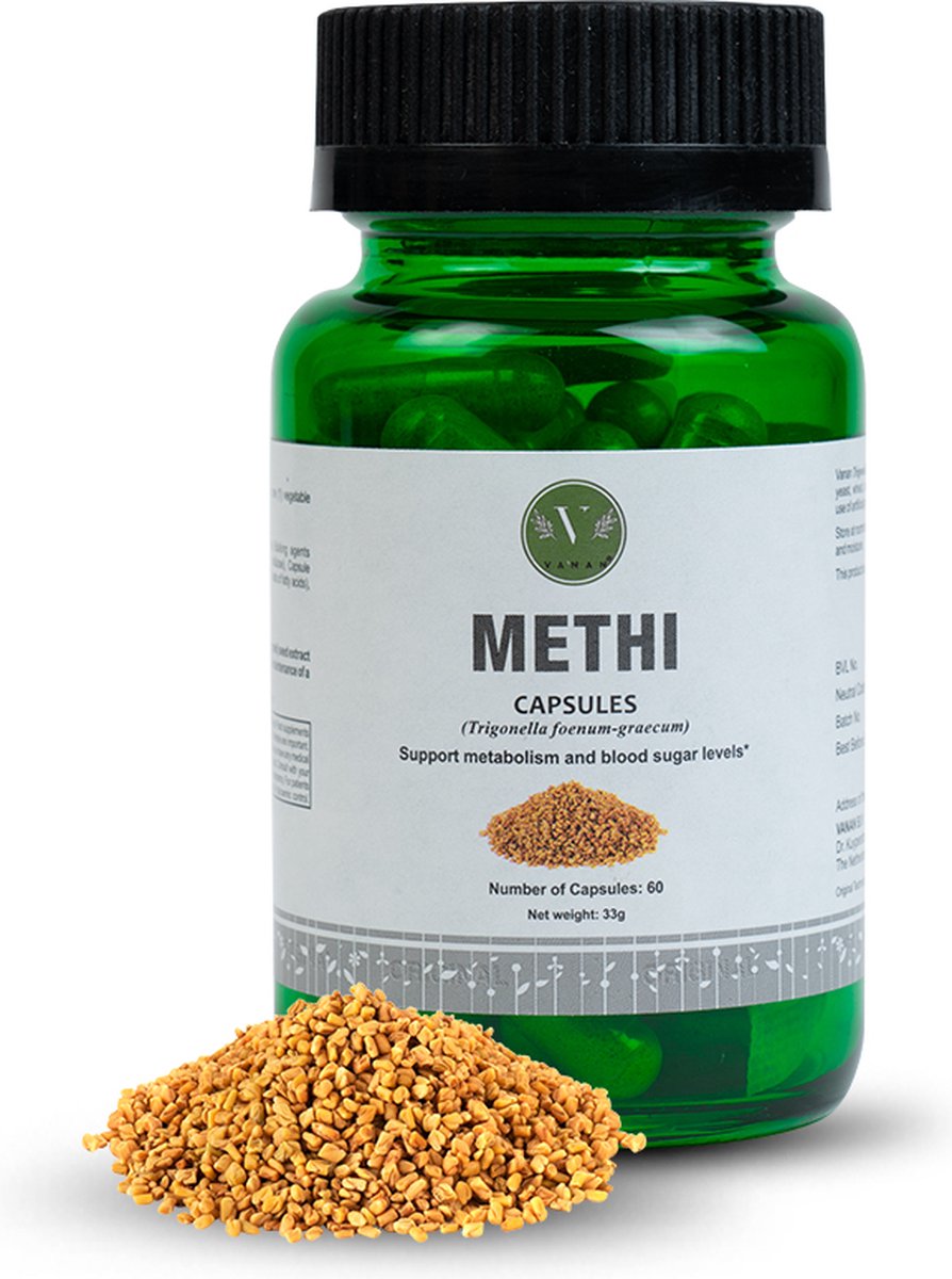 Goedkoopste 100 Natuurlijke Vanan Methi - Ayurvedisch Supplement - 290mg Fenegriekextract - Ondersteunt Stofwisseling & Bloedsuikerspiegel - Vegan & GMP