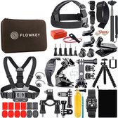 GoPro Accessoires Set 65 in 1 Van Flowkey - Action Camera Set Accessoires - Met Mount, Stick & Case - Voor GoPro Hero 10, 9, 8, 7, 6, 5, 4 Met Luxe Opbergkoffer