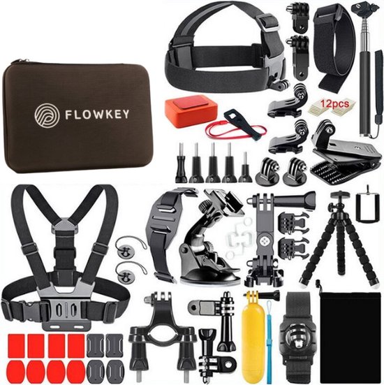 GoPro Accessoires Set 65 in 1 Van Flowkey - Action Camera Set Accessoires -  Met Mount, | bol
