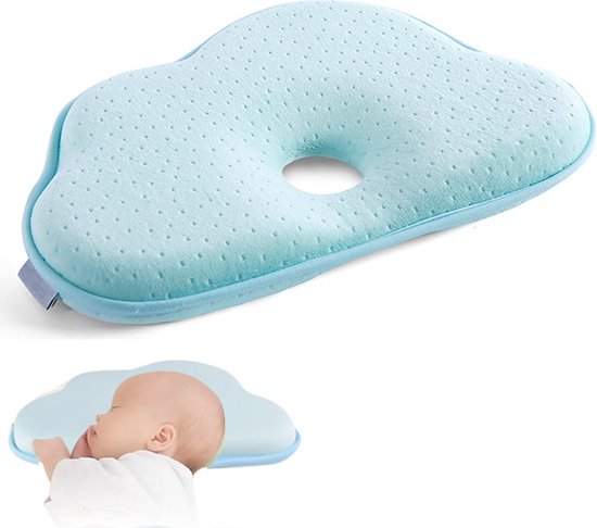 BFTrade Oreiller bébé lavable pour nouveau-né, plagiocéphalie, prévient le syndrome de la tête plate, oreiller pour enfant, protège la tête et le cou, dort mieux, mousse à mémoire de forme - 100% coton - cadeau