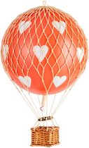 Authentic Models - Luchtballon Travels Light - Luchtballon decoratie - Kinderkamer decoratie - Rode Harten - Ø 18cm