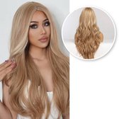 SassyGoods® Blonde Pruik - Pruiken Dames Lang Haar - Verstelbaar - Blond met Highlights - 70 cm