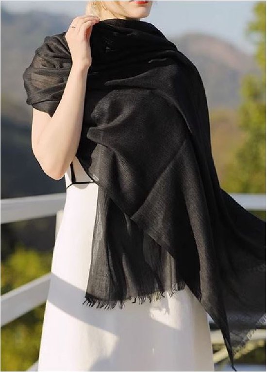 XL_190*100 CM Deluxe Effen zijde-katoen Sjaal voor een Verfijnde Look