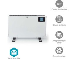 Nedis SmartLife Elektrische Convectorkachel - 2000 W - 3 Warmtestanden - Afstandsbediening -…