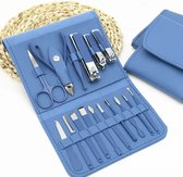16-delige Pedicure en Manicure Set - 3 Nagelknippers - Pedicureset - Nagelvijl - Nageltang - Kalknagel - Teennagelknipper - Blauw